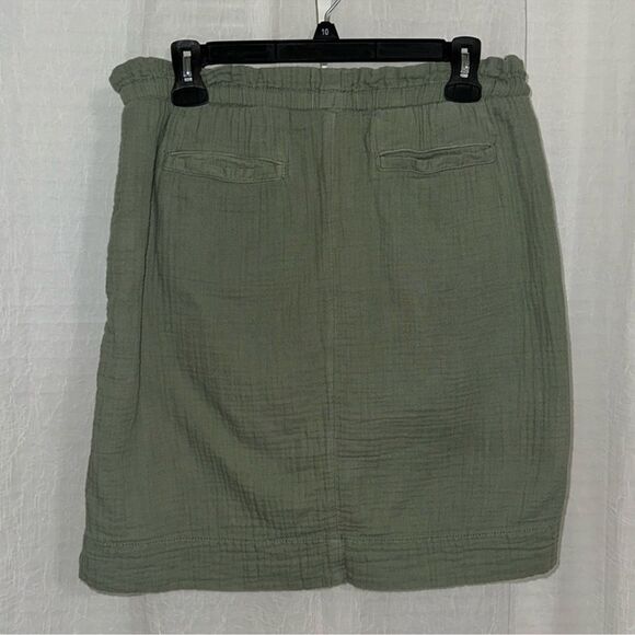 Caslon x Nordstrom S Camo Olive green crinkle cotton casual pull on skirt - Picture 3 of 10